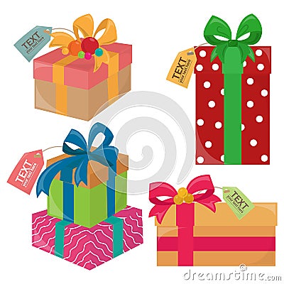 Christmas Presents With Tags Vector Illustration