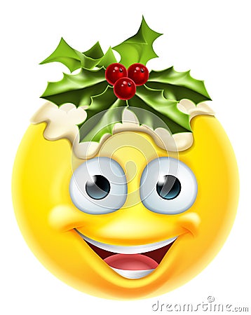 Christmas Pudding Emoticon Emoji Vector Illustration