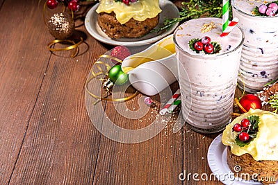 Christmas pudding smoothie or milkshake Stock Photo