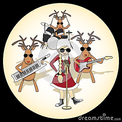 Christmas Quartet in the orange circle Vector Illustration