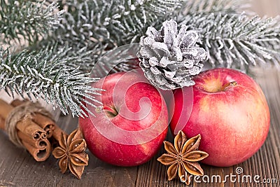 Christmas red apples Stock Photo