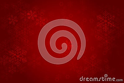 Christmas red background with glowing snowflakes and bokeh. vertor illustration Vector Illustration