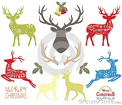 Christmas Reindeer Elements Vector Illustration