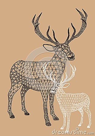 Christmas reindeer with geometric pattern, vector Vector Illustration