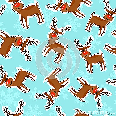 Christmas reindeer patch icon pattern background Vector Illustration