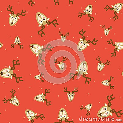 Christmas reindeer repetitive print. Vector xmas deer holiday se Vector Illustration