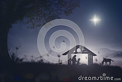 Christmas religious nativity concept Cartoon Illustration