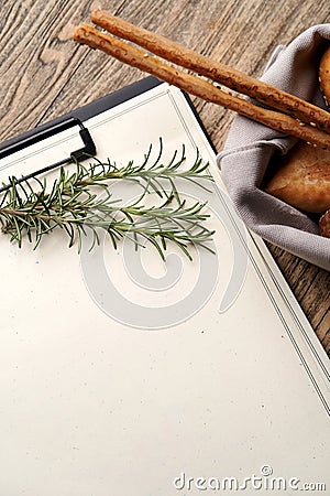 Christmas restaurant menu clipboard with copy space for text Stock Photo
