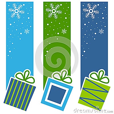 Christmas Retro Gifts Vertical Banners Vector Illustration