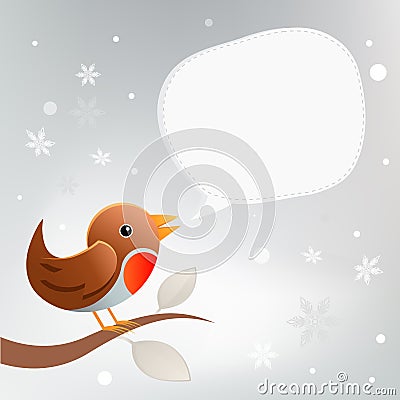 Christmas Robin Twittering Stock Photo