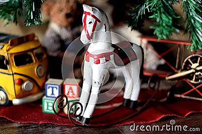 Christmas rocking horse Stock Photo