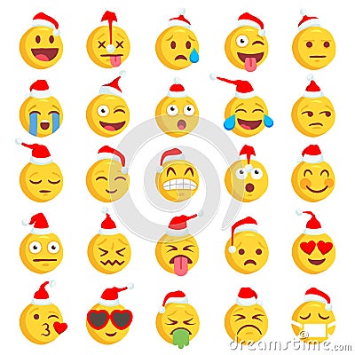 Christmas Rough Emoji set Vector Illustration