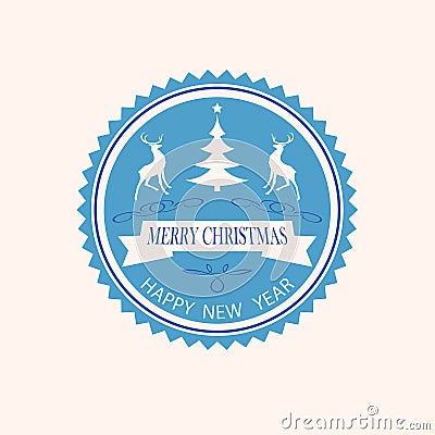 Christmas round emblem Vector Illustration