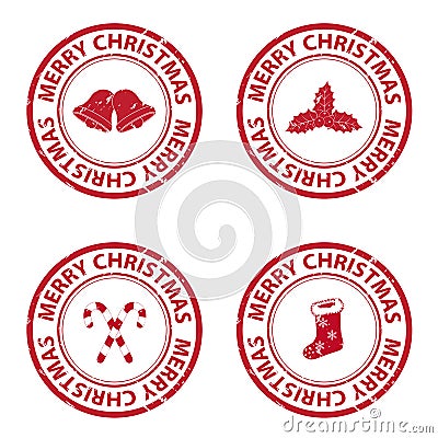 Christmas rubber stamps Vector Illustration