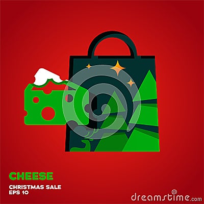 Christmas Sale Cheese Vector Illustration