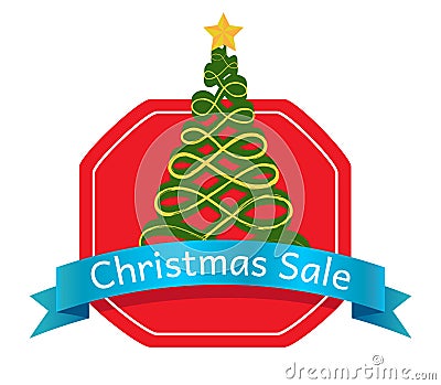 Christmas Sale Abstract Tree Logo Topped by Star Vector Illustration