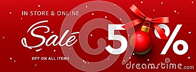 Christmas Sale banner. Horizontal web banner template. Abstract geometric web design, can used for header, footer, layout, letterh Vector Illustration