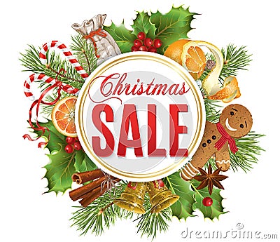 Christmas sale banner Vector Illustration