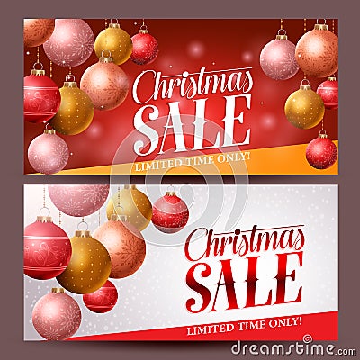 Christmas sale banners vector design with christmas balls elements Vector Illustration