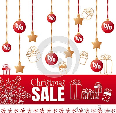 Christmas sale card with hand drawn flake Vector Illustration