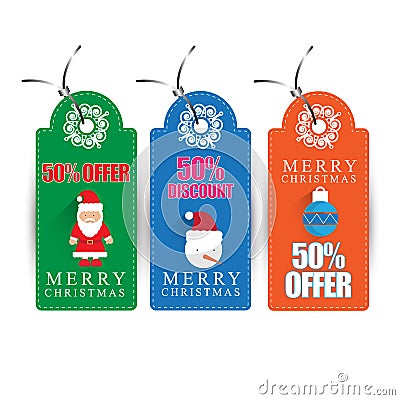 Christmas sale or discount banner/label/tags Vector Illustration
