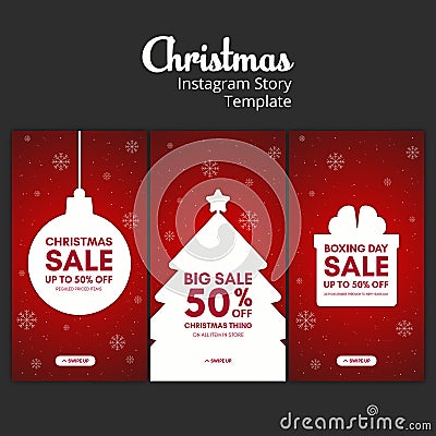 Merry Christmas Sale Instagram Story Template pack Vector Illustration