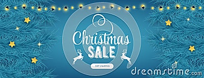 Christmas sale landing banner, great design for any purposes. Celebration concept. Christmas decoration. Season concept Vector Illustration