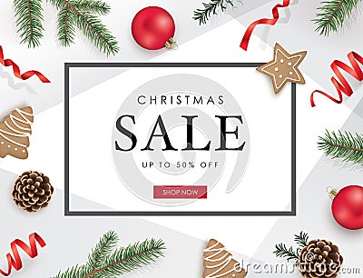 Christmas sale poster Vector Illustration