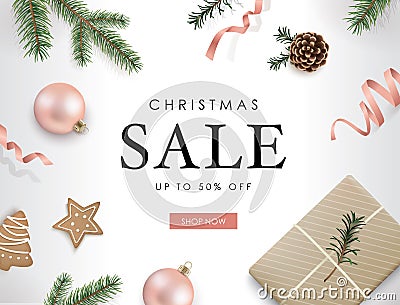 Christmas sale poster Vector Illustration