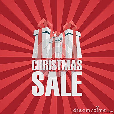 Christmas sale poster template. Holiday sales Vector Illustration