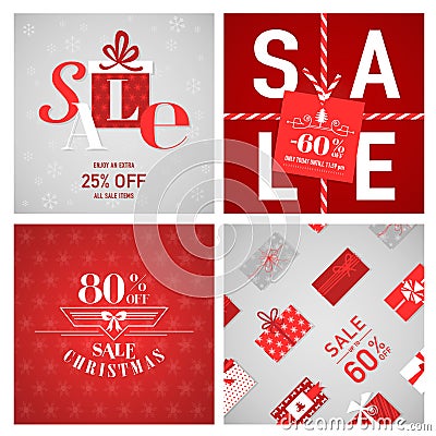 Christmas Sale Posters Vector Illustration