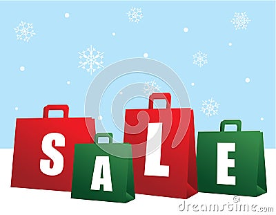 Christmas Sale Shopping Bags Vector Illustration