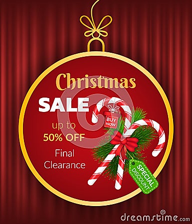 Christmas Sale, Special Discount and Clearance Vector Illustration