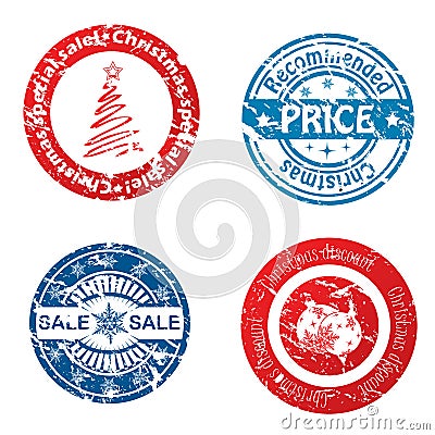 Christmas sale stamps Vector Illustration