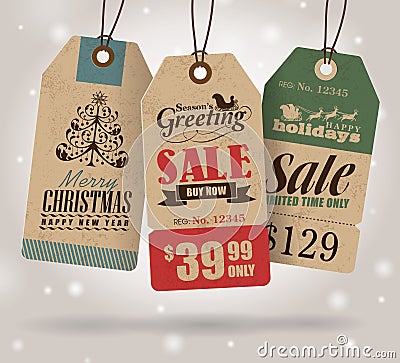 Christmas Sale Tags Vector Illustration