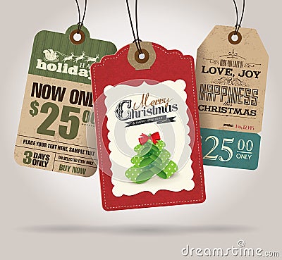 Christmas Sale Tags Vector Illustration