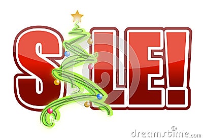 Christmas sale tree sign Vector Illustration