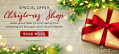 Christmas sale web banner template. Vector. Vector Illustration