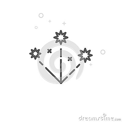 Christmas Salute, Firework Vector Line Icon, Symbol, Pictogram, Sign. Light Geometric Background. Editable Stroke Vector Illustration