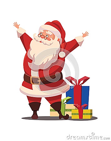 Christmas Santa Claus with arms wide open Vector Illustration