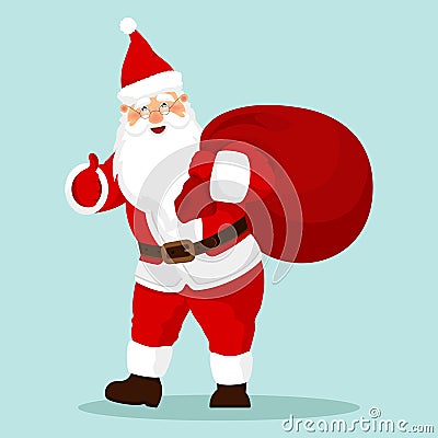 Set of cute Santa Claus. Vector Illustration