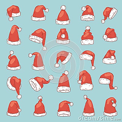 Christmas Santa Claus hat vector noel isolated illustration New Year Christians Xmas party design decoration hats Vector Illustration