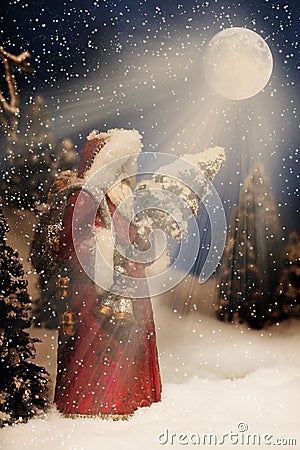 Christmas Santa Claus Nightime Stock Photo