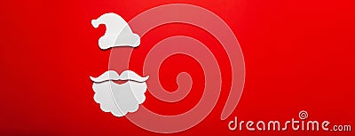 Christmas Santa Claus paper craft. Holiday celebration, Merry Xmas! December banner, design in cartoon style Stock Photo