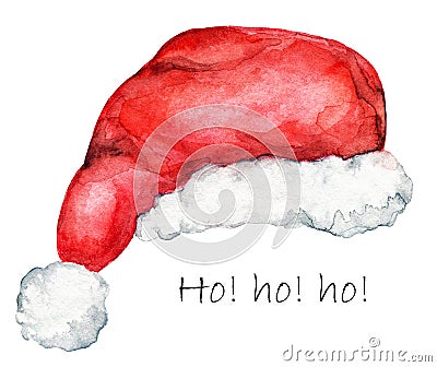 Watercolor Santa Claus red hat Cartoon Illustration