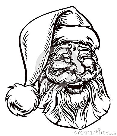 Christmas Santa Claus Vintage Woodcut Style Vector Illustration