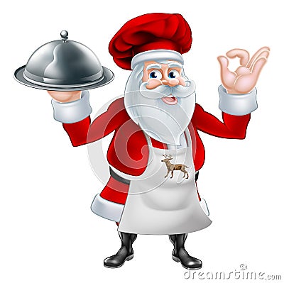 Christmas Santa Cook Chef Vector Illustration