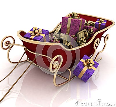 Christmas Santa sledge with gifts Stock Photo