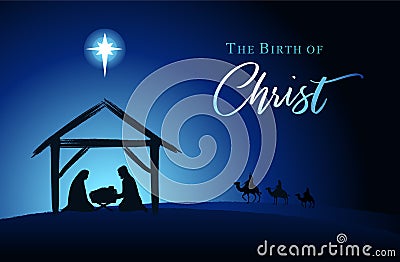 Christmas scene of baby Jesus in the manger Vector Illustration