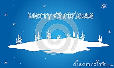 Christmas scenery on blue backgrounds Vector Illustration